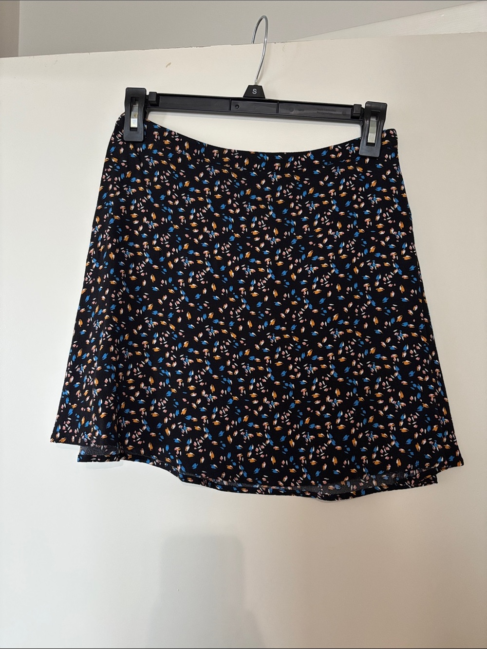 Olivaceous Black Floral A-Line Mini Skirt